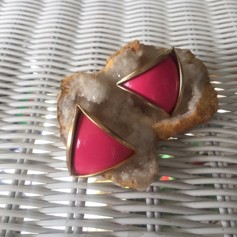 Retro Hot Pink Earrings Vintage Jewelry Costume